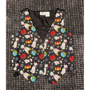 Nutcracker Sz M Dalmatian Christmas Vest Holiday Party V-Neck Vest